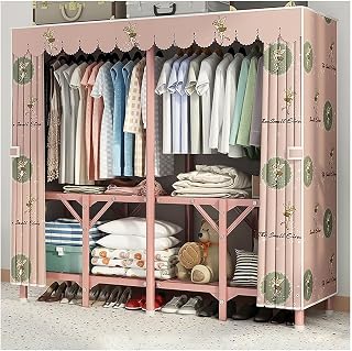 VDLLQYN, Armario de Tela for Dormitorio con Cubierta de Tela no Tejida, Perchero de Metal con Varillas for Colgar,Armario Portátil