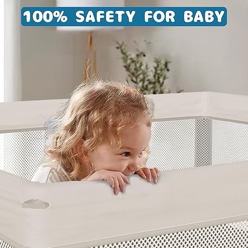 Miniatura 3 de TOREVSIOR Corralito plegable para bebés con alfombra, corralito plegable de 50 x 50 pulgadas para bebés y niños pequeños, corral de juego de