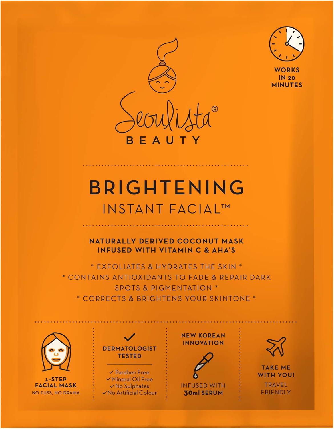 Seoulista Beauty® Brightening Instant Facial™ 30ml, Natural