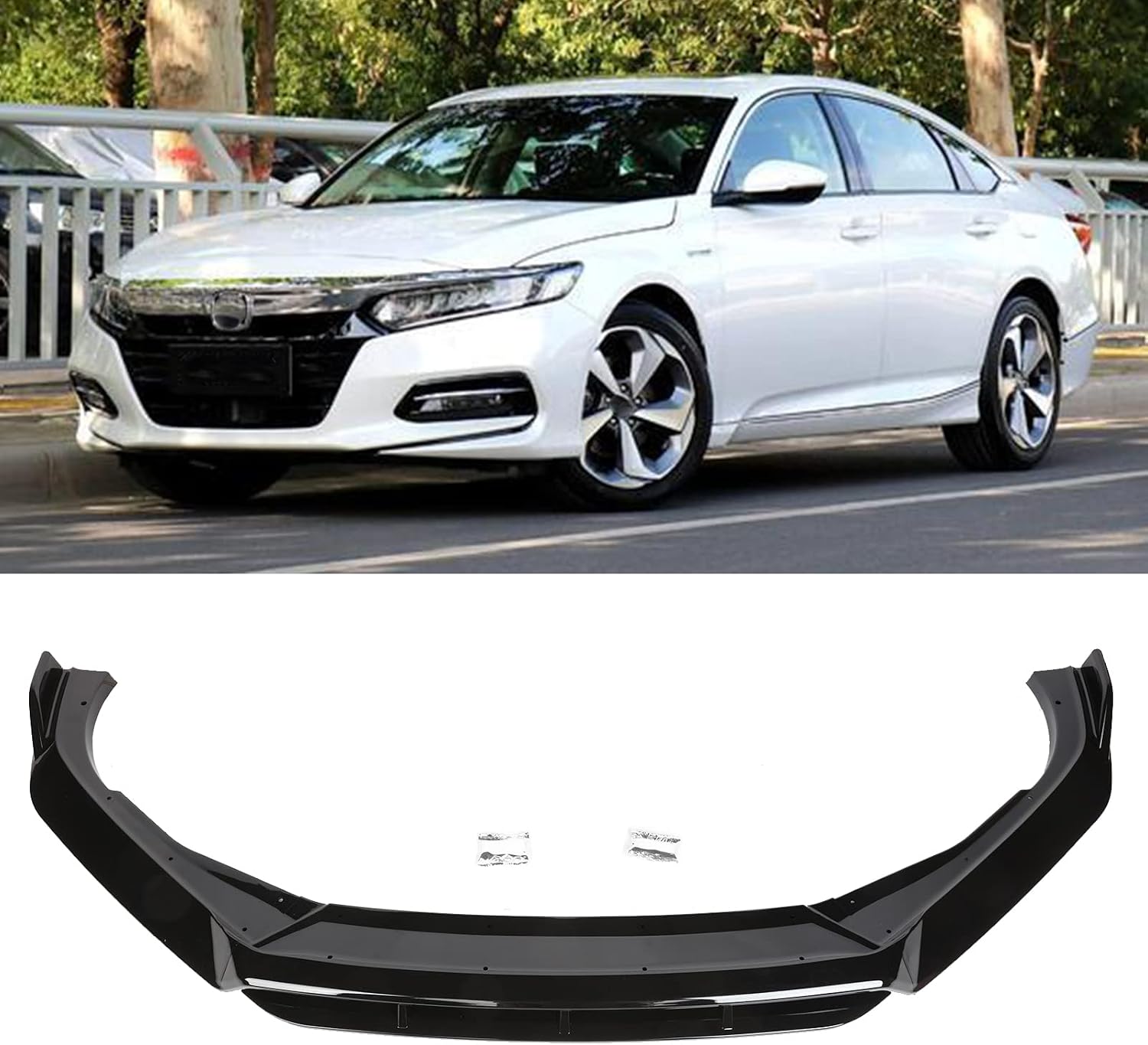 PENSUN Front Bumper Lip Spoiler Wing Front Splitter Spoiler Automotive Body Kits Fit for 2018-2020 Honda Accord 10th Gen Sport Gloss Black