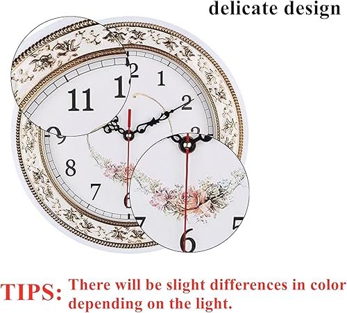 Vista 3 de Tebery Silent Modern Quartz Flower Design Reloj de pared decorativo sin tictac Reloj digital de 11 pulgadas (blanco)