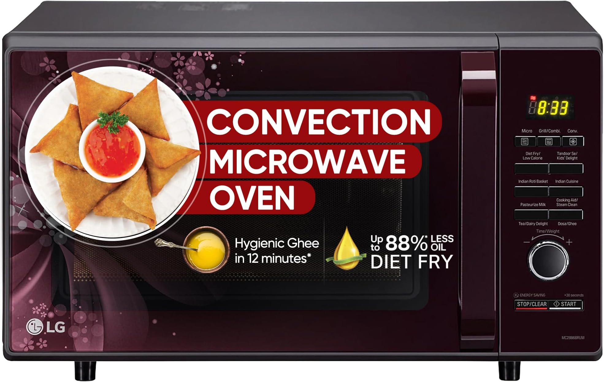 LG 28 L Convection Microwave Oven (MC2886BRUM, Black, With 360
