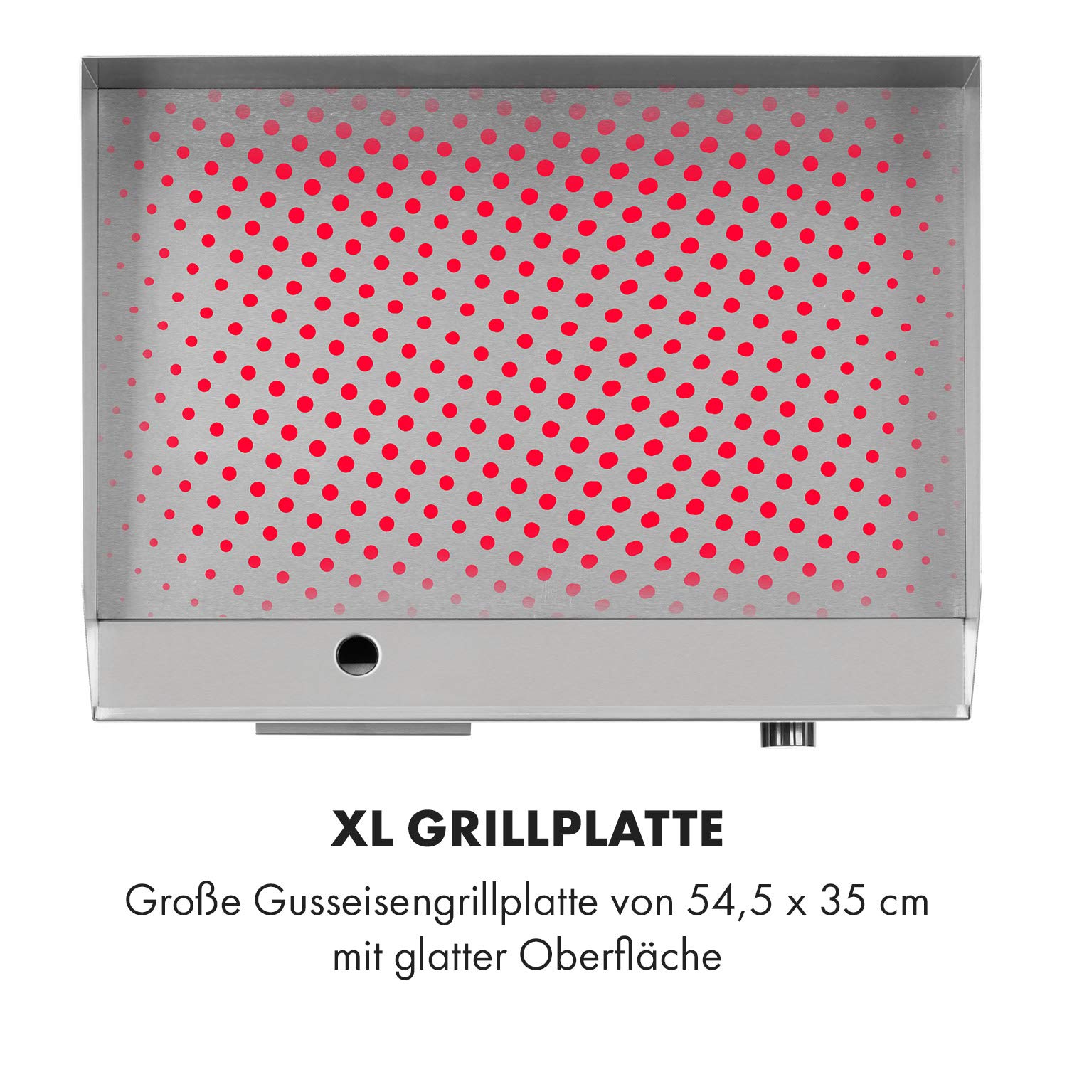 Klarstein Elektrogrill, Grillplatte, Elektrische Grillplatte, Tischgrill, Elektrogrill aus Edelstahl, Spritzschutz & Auffangbehälter, Glatte XL Grillfläche: 54,5x35 cm, Stufenlos 50-300 °C, 3000 Watt