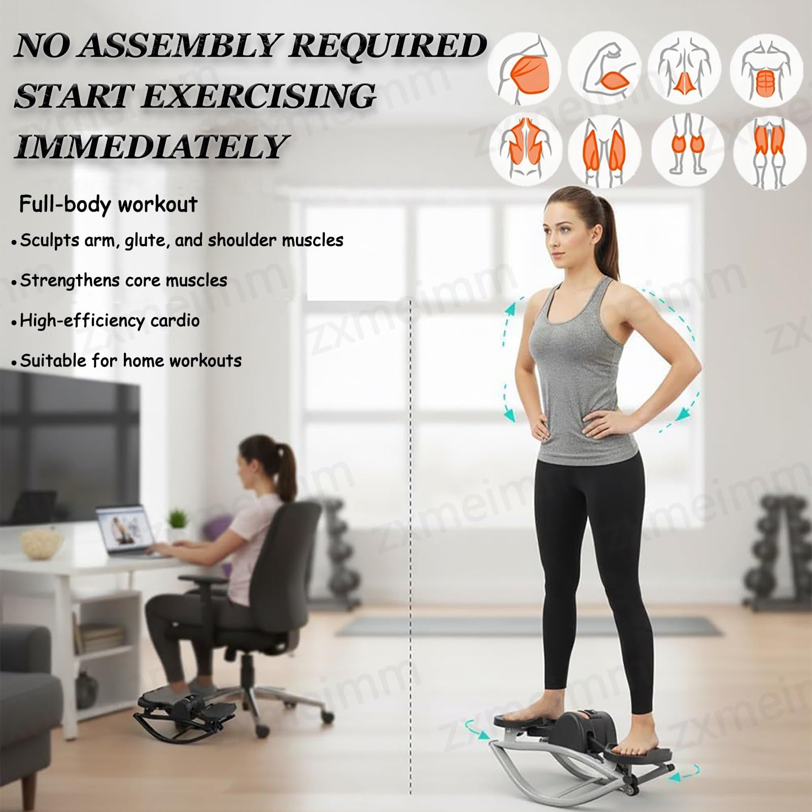 Stepper de Balanceo:Stepper Portátil Compacto para Piernas,Glúteos y Abdominales,Máquina de Entrenamiento en Casa de Bajo Impacto con Bandas de Resistencia,Fitness de Cuerpo Completo de 15 Minutos