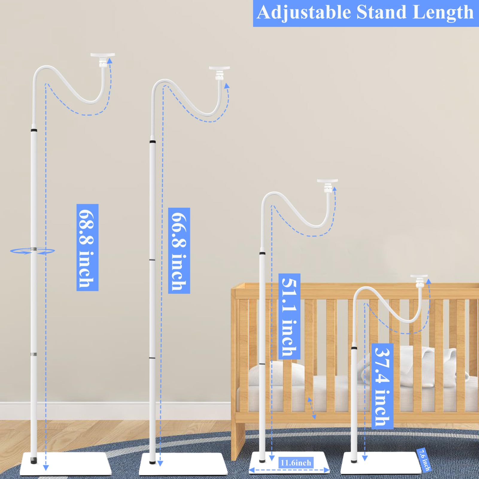EYSAFT Baby Monitor Holder Floor Stand for BOIFUN Baby 6T,Baby 2S,Baby 5S,/ieGeek Baby 1T/DEATTI BM101-M - Image 2