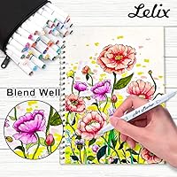 Vista 6 de Lelix Marcadores de arte con alcohol de 61 colores, 60 colores más 1 mezclador de punta doble, rotuladores permanentes resaltadores perfectos