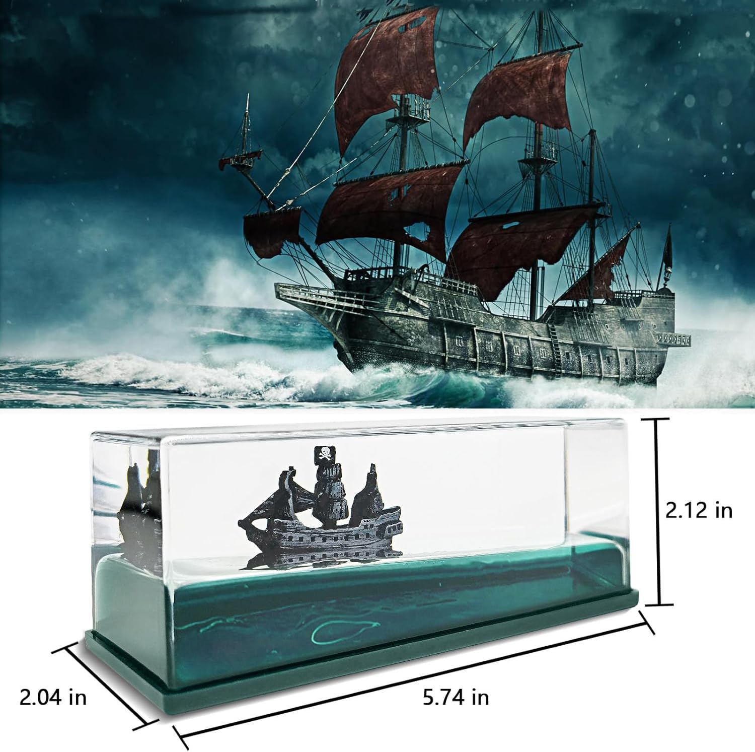 Ecqizer Unsinkable Ship in A Bottle, Cruise Ship Fluid Drift Bottle, Unsinkable Boat in A Box That Never Sinks for Home Decor Display, for Friends (Black Pearl): Buy Online at Best Price
