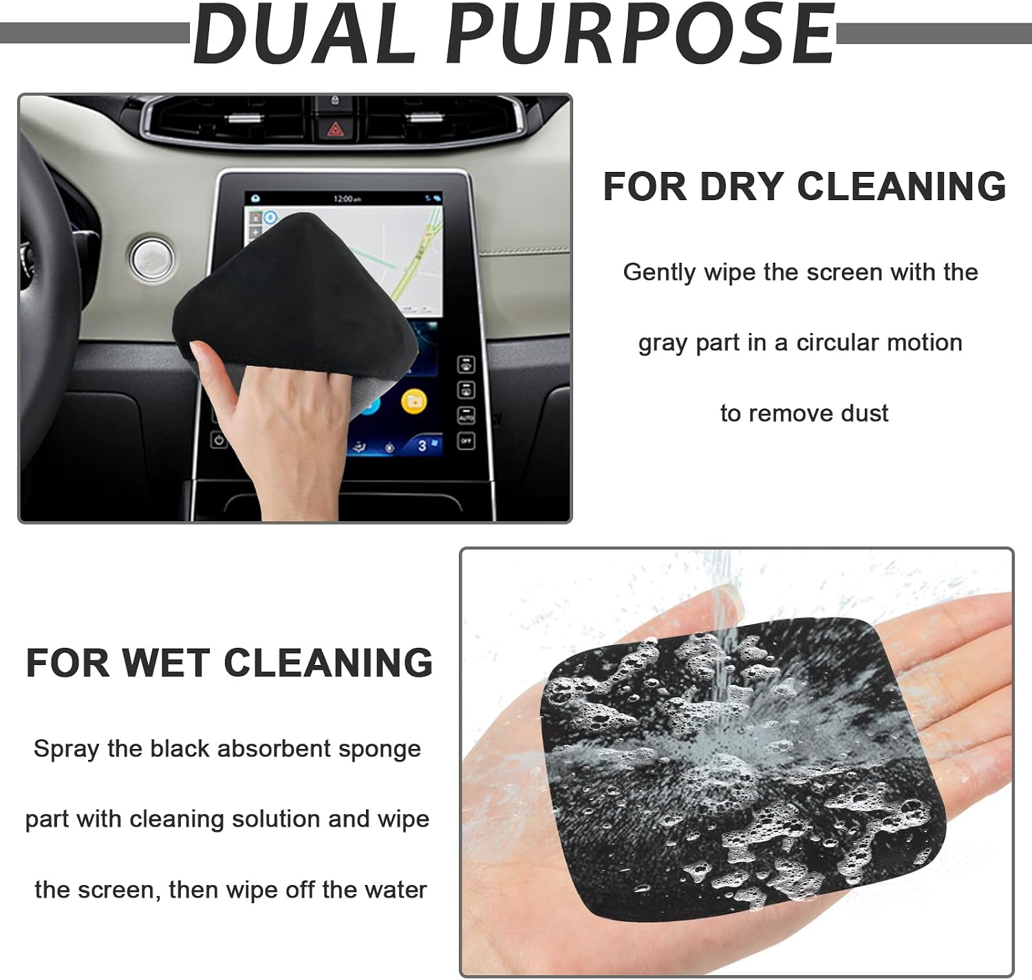 vvag Car Screen Cleaner for Display, Foldable 4.13"x4.13" Microfiber Non-Scratch Cleaning Pad Wipe Cloth, Interior Car Accessories for Dashboard LCD Touchscreen