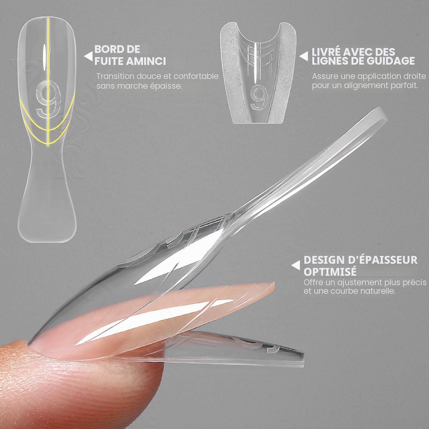 sandwich originaux formes doubles,240ps moule d'ongles pour l'extension rapide des ongles, 15 tailles forme en plastique, outils d'art des ongles de salon(W558-Almond)