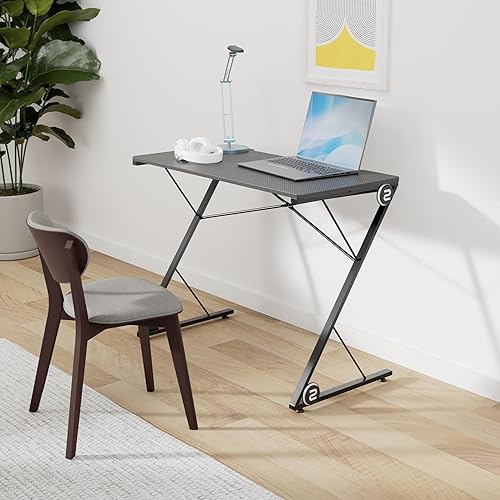 Miniatura 2 de SMUG Computadora de 40 pulgadas en forma de Z ergonómica para oficina en casa estación de trabajo para juegos con superficie de fibra de carbono