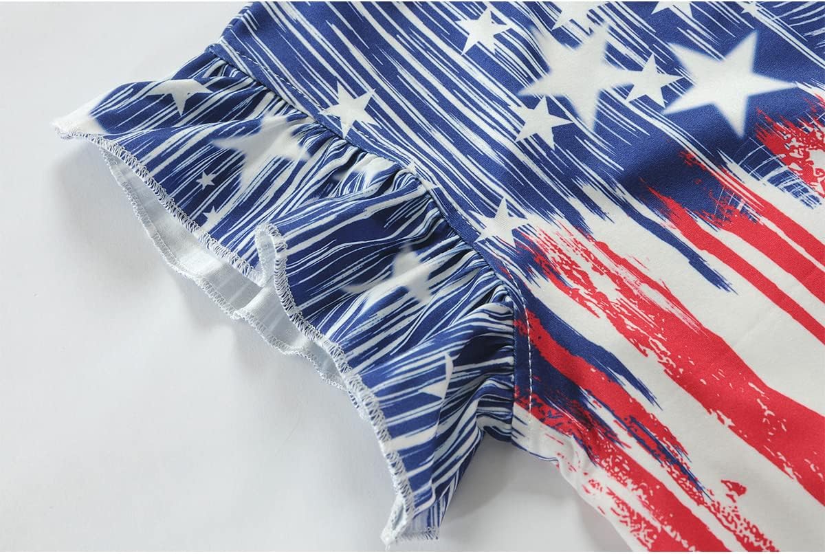 Tkria Girls 4th of July Tank Tops Red White and Blue Shirt Toddler Girl American Flag Patriotic Outfit 2-7 Years - Image 6