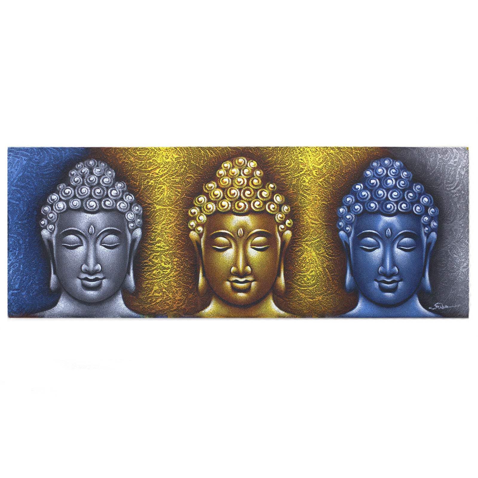 Beespoke Gifts Buddha Painting - Three Heads Gold Detail