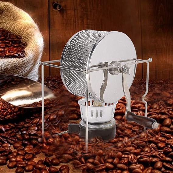 Fdit 1Pc Mini Manual Coffee Beans Roasting Machine DIY الفولاذ المقاوم للصدأ بكرات مع مقبض
