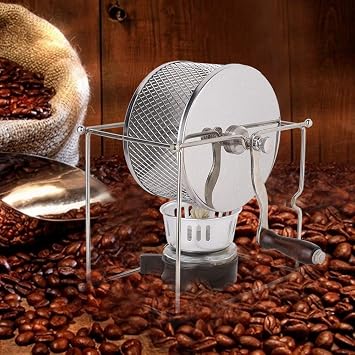 Fdit 1Pc Mini Manual Coffee Beans Roasting Machine DIY الفولاذ المقاوم للصدأ بكرات مع مقبض