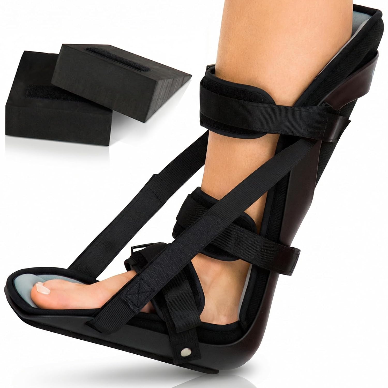 Vive Hard Plantar Fasciitis Night Splint for Men & Women - Stabilizer Brace Relieves Inflammation - Foot Support Boot Features Adjustable Hook and Loop Straps for Achilles Pain Relief