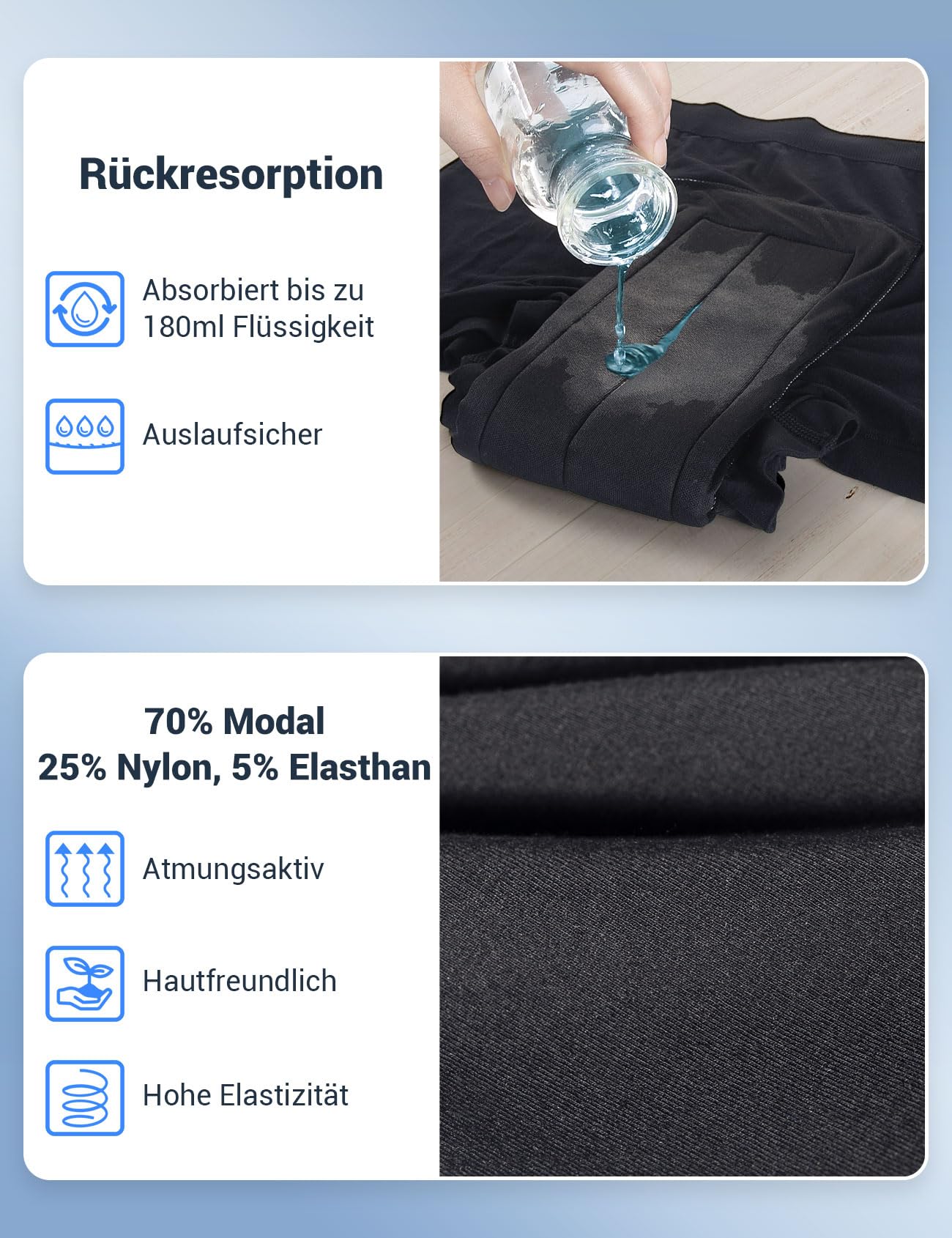 Carer 3er-Pack Herren Inkontinenzslips mit 200 ml Saugfähigkeit | Inkontinenz Pants Männer Weiche Baumwoll-Unterwäsche für Blasenschwäche im Alltag und auf Reisen, Schwarz Größe L