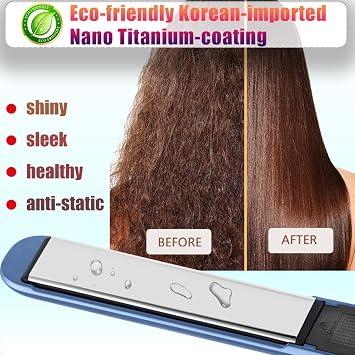 NITION Nano Titanium Hair Straightener 1 inch 3D Floating Heating Plate Smooth Straightening Flat Iron for All Hair Type. MCH 10s Fast Hating Up. Travel Pouch Bag. Dual Voltage. Luxury Gift Box