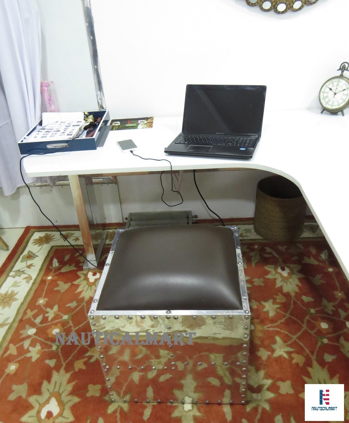 Alunimum Square Ottoman Side Table