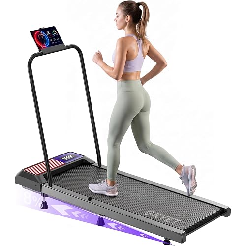 Walking Pad with Handle Bar, 8% Incline, Compact Under Desk Treadmill | 2.5HP quiet motor, 265 lb capacity, 0.6-4 MPH speed, 15 x 35.4 in belt, compact for home office and small spaces