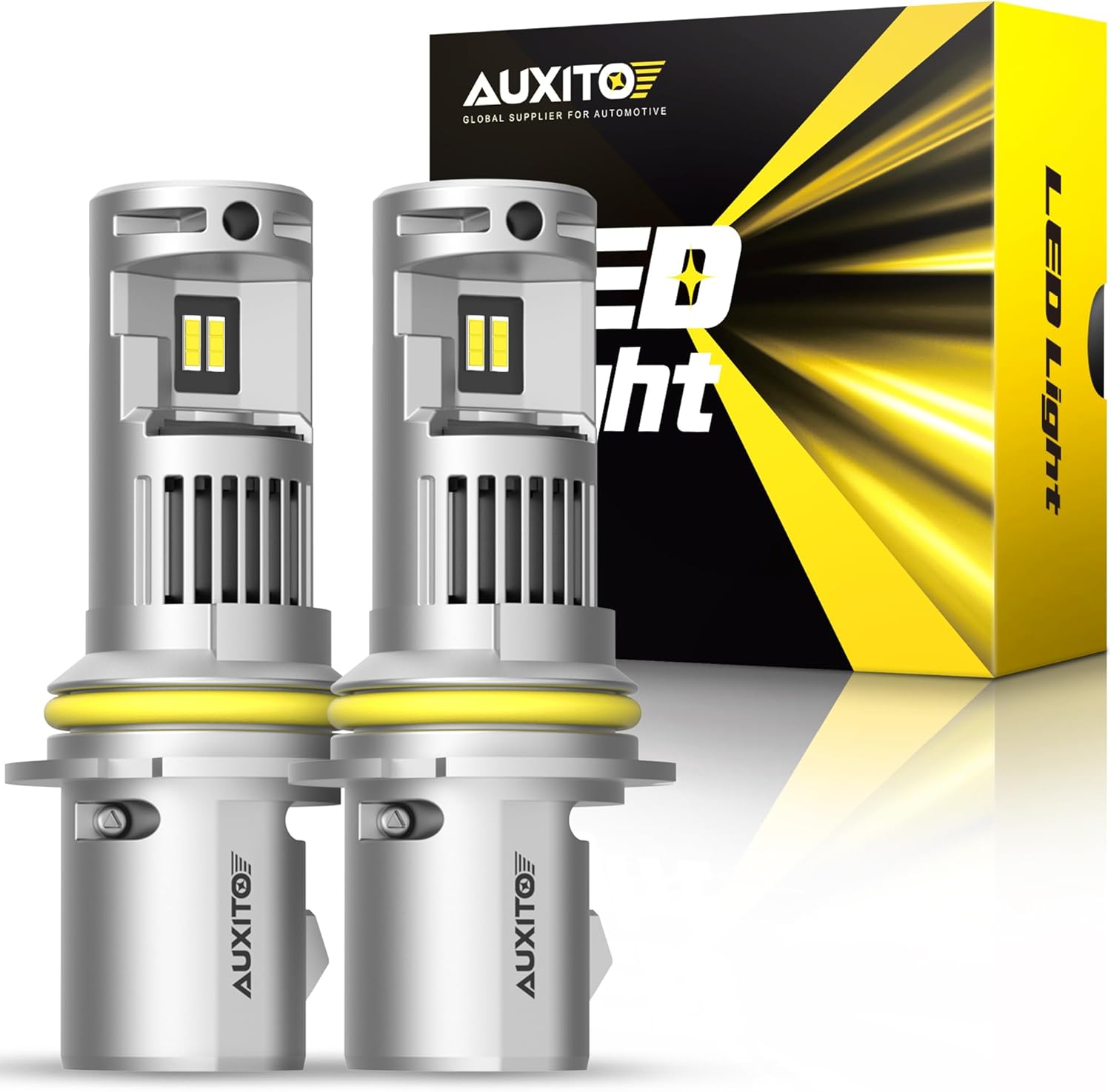 AUXITO 9007 Bulbs, 30000LM High Bright 6000K Cool White, CanBus Ready Driving Light with 16000RPM Cooling Fan, Plug-N-Play Halogen Raplacement for HB5 Fog Light, Pack of 2