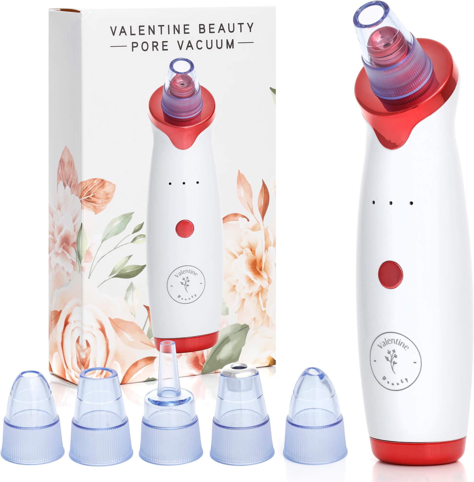 Valentine Beauty Blackhead Remover Pore Vacuum - Cleaner Rechargeable Pore Extractor Pimple Popper Face Cleanser Tool for Comedo Acne Whitehead Makeup Residue dust Removal 5 Replaceable Suction Probe