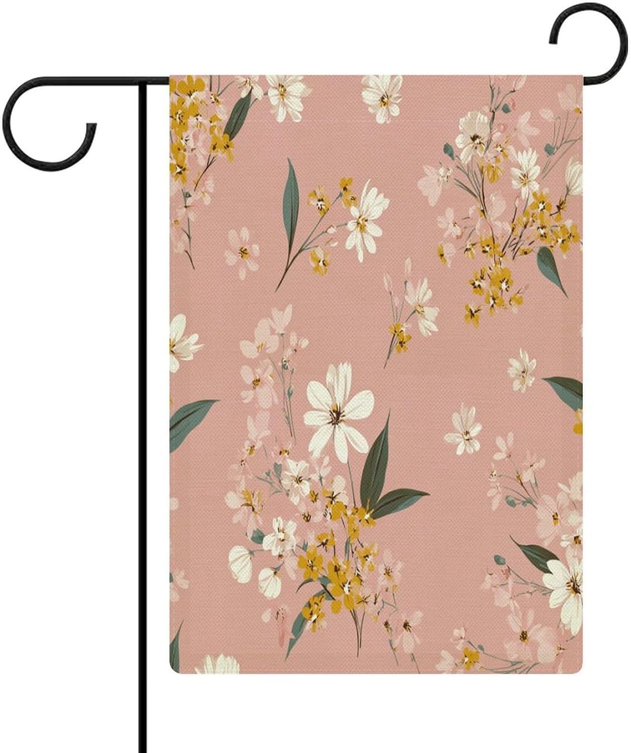 Blush Blooms Double Sided Linen Garden Flag, Fade/Wrinkle Resistant Outdoor Yard Decor, Pole Not Included