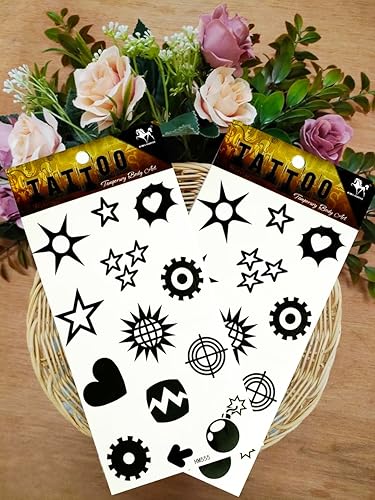 Miniatura 3 de Sun Star - Tatuaje temporal para mujeres y hombres, etiqueta engomada falsa para mujeres, hombres, pierna de brazo, pecho, hombro, impermeable,