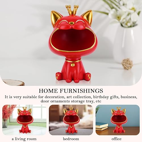Miniatura 6 de Cuenco para llaves para mesa de entrada, estatua de gato de la suerte para oficina, escritorio, decoración del hogar