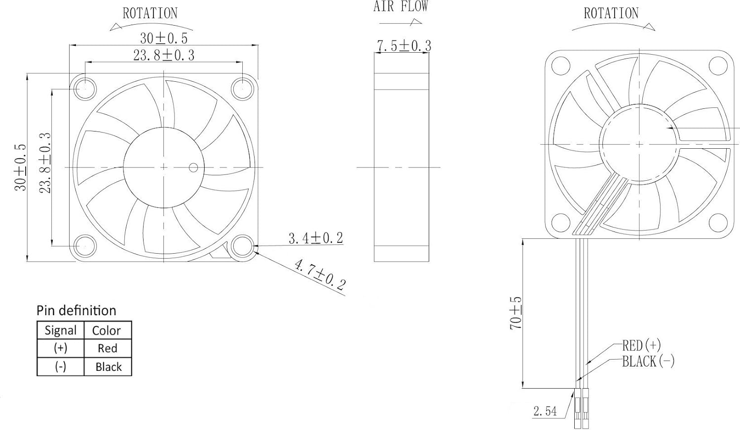 Easycargo Raspberry Pi Fan 30x30x7mm, Raspberry Pi Cooling Fan Brushless 3.3V 5V DC Quiet Fan for Raspberry Pi 3 B+, Pi 3 B, Pi 2, Pi B+, RetroFlag NESPI Case (30mmx30mmx7mm)