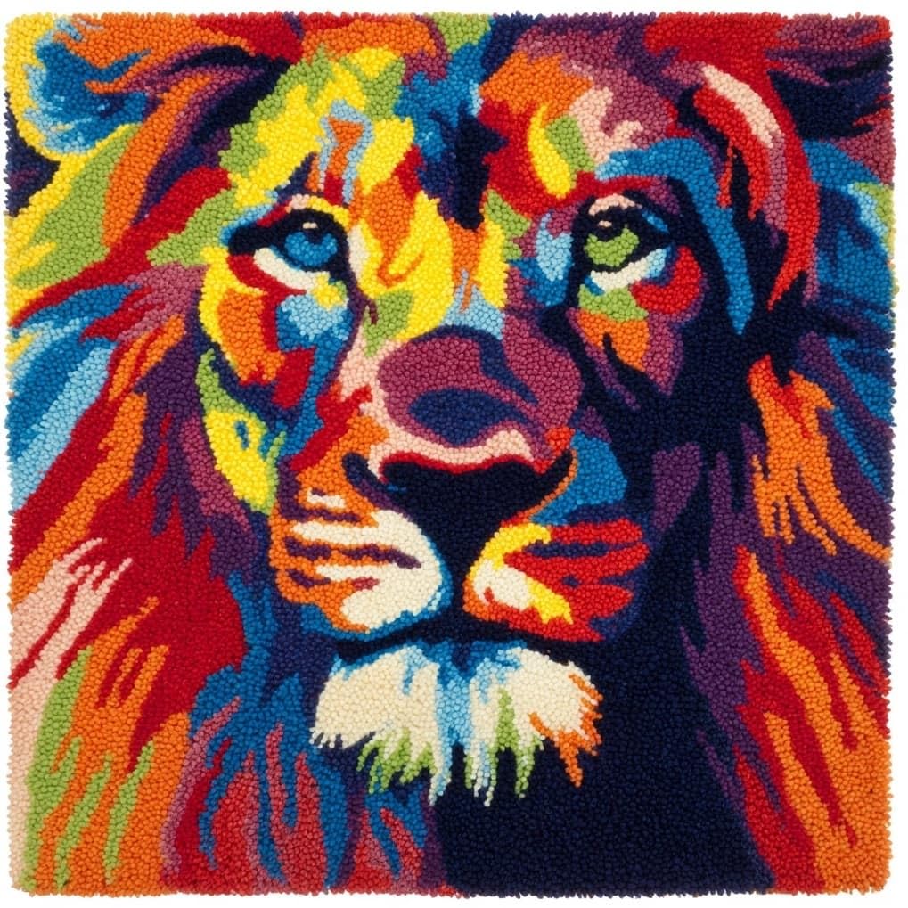 AxiangziK Latch Hook Kit for Adults 43x43cm,Animal Lion