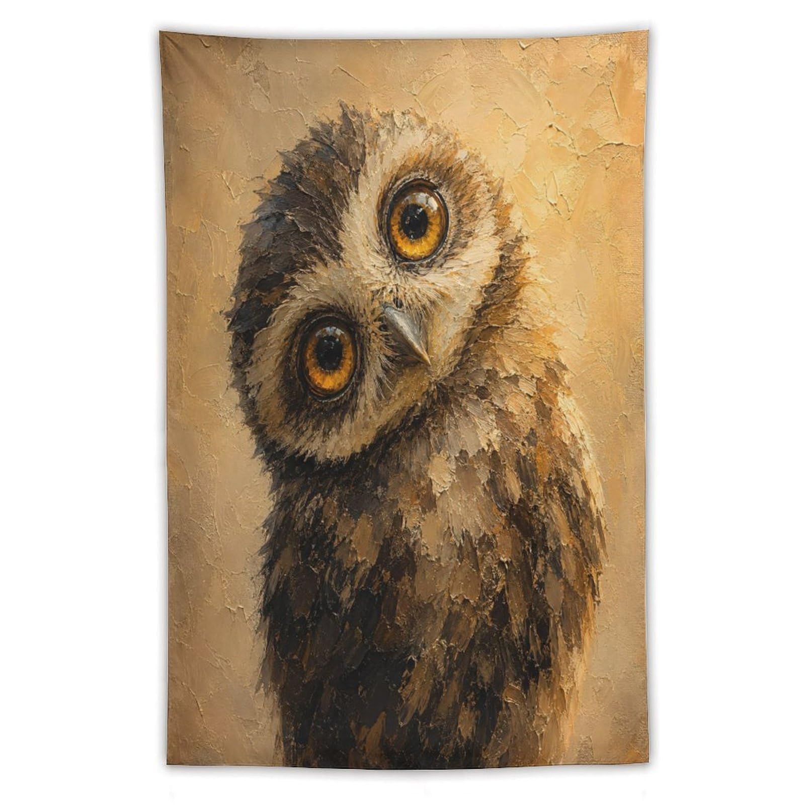 H3B8U2Y5 Wide Eyed Owl Portrait Wall Tapestry, Reading Corner
