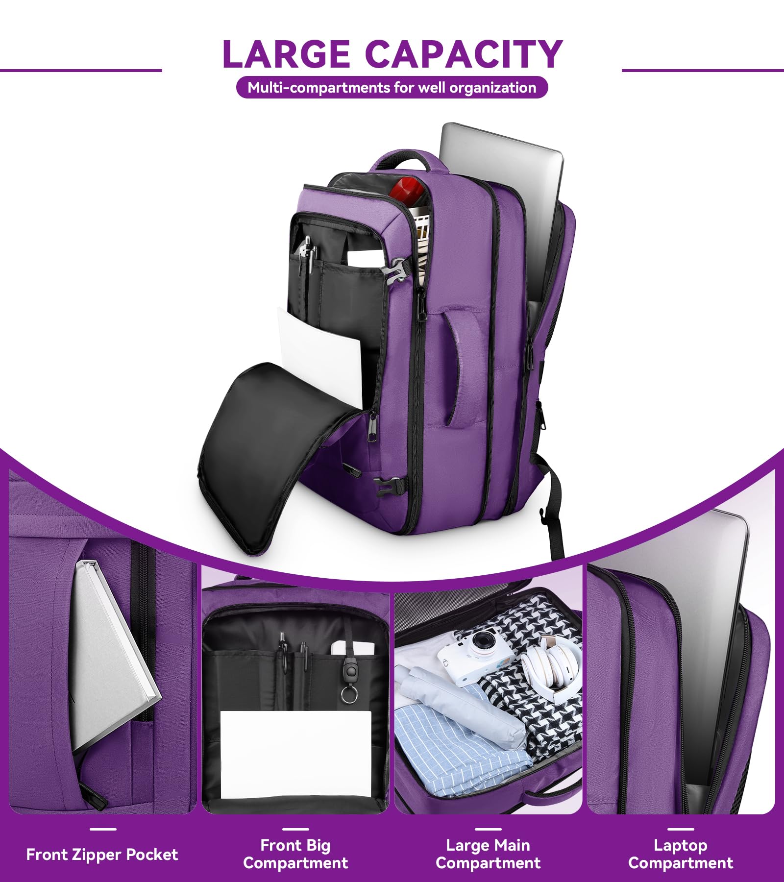AREYTECO Mochila de mano de 55 L para mujer, mochila extragrande para