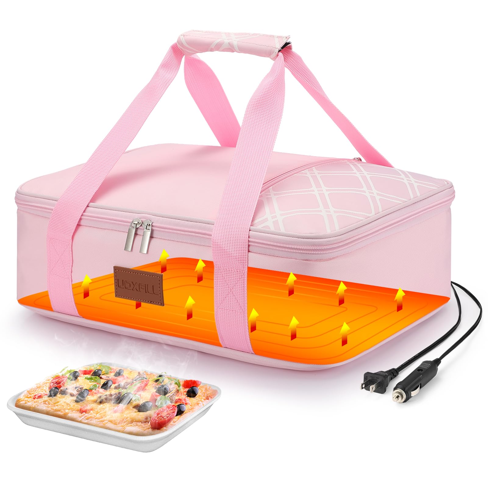 Electric Food Warmer Fit 9"x13"Casserole Carrier-12V/24V Car&amp;110V Home Pink