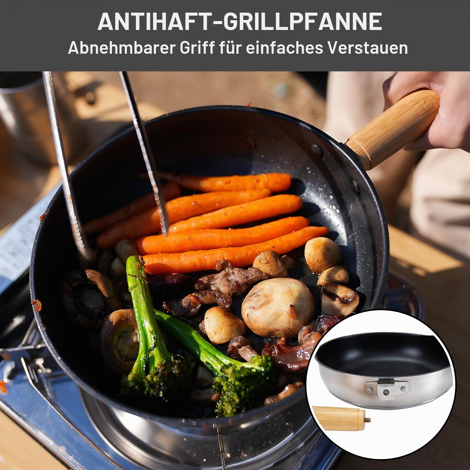 KingCamp Camping-Kochgeschirr-Set, 304 Edelstahl, Lagerfeuer, Kochtöpfe, Pfanne und Wasserkocher mit Reisetasche, für Camping, Outdoor, Küche, Kochen, Picknick für 4–6 Jahre | Tragbare stapelbare Lagerfeuer Kochtöpfe Pfanne und Wasserkocher mit Reisetasch