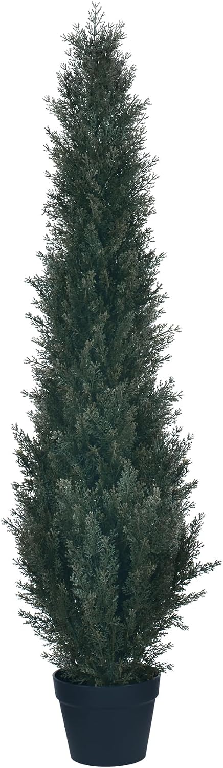 HAIHONG 4FT Artificial Cedar Topiary Trees,Faux Cedar Tree Potted Plant in Nursery Planter,Fake Plant Fake Shrubs for Outdoor Indoor Front Porch Garden Decor(Set of 2)