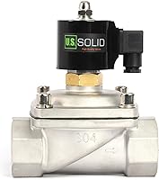 US Solid 2" Stainless Steel Normally Open Solenoid Valve, 110V AC Viton Seals, 48 GPM High Flow for Water Oil Gas Irrigation RO Systems
