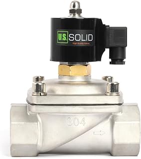 US Solid 2" Stainless Steel Normally Open Solenoid Valve, 110V AC Viton Seals, 48 GPM High Flow for Water Oil Gas Irrigation RO Systems