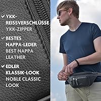 Marsupio In Vera Pelle Fa.Volmer - Uomo/Donna, 3 Scomparti, Regolabile, Nero/Marrone