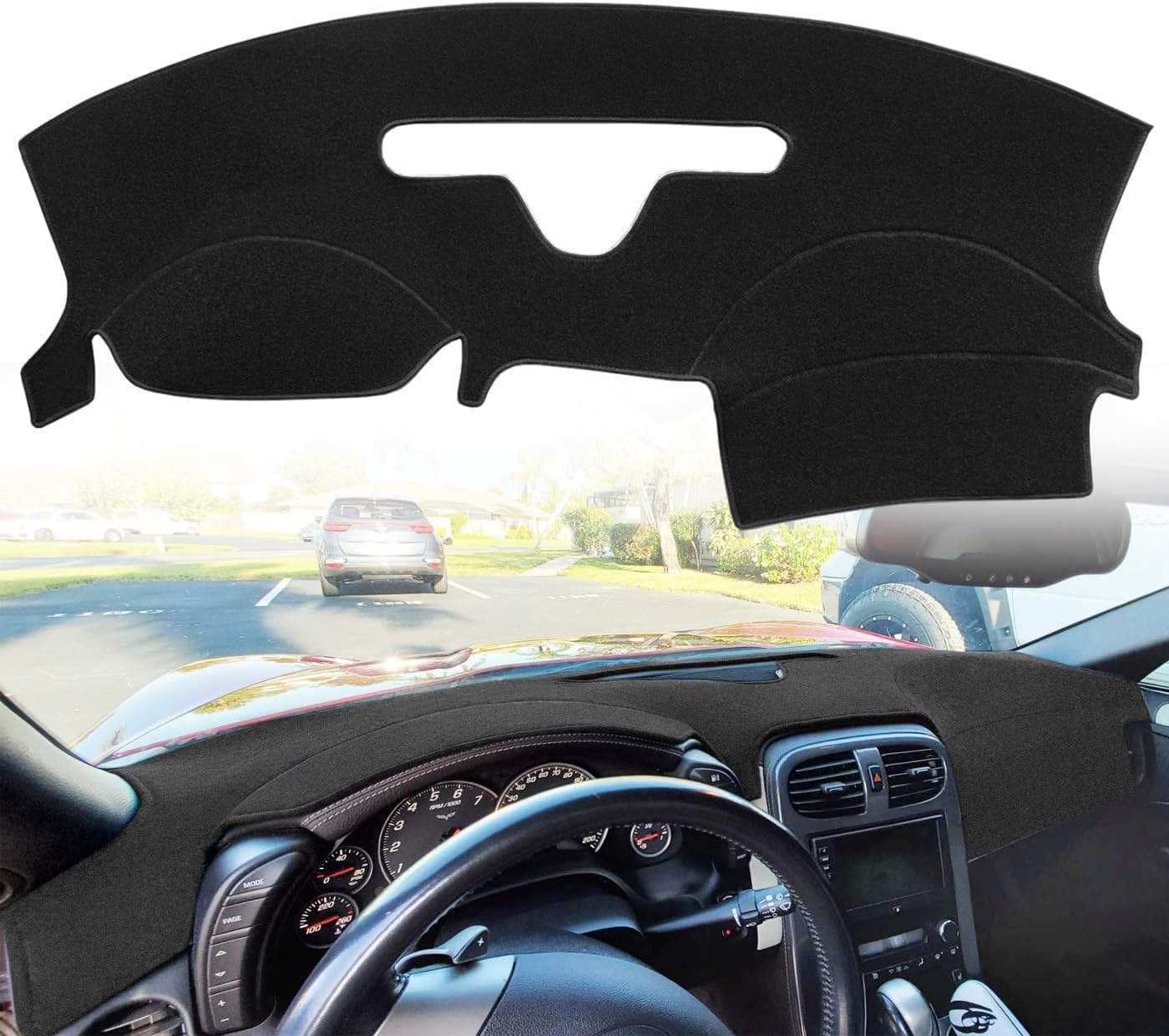 Dash Cover Mat Custom Fit for Chevrolet Chevy Corvette w/o Head Up Display w/o Speaker, Dashboard Pad Cap Carpet Protector K352A (Black)