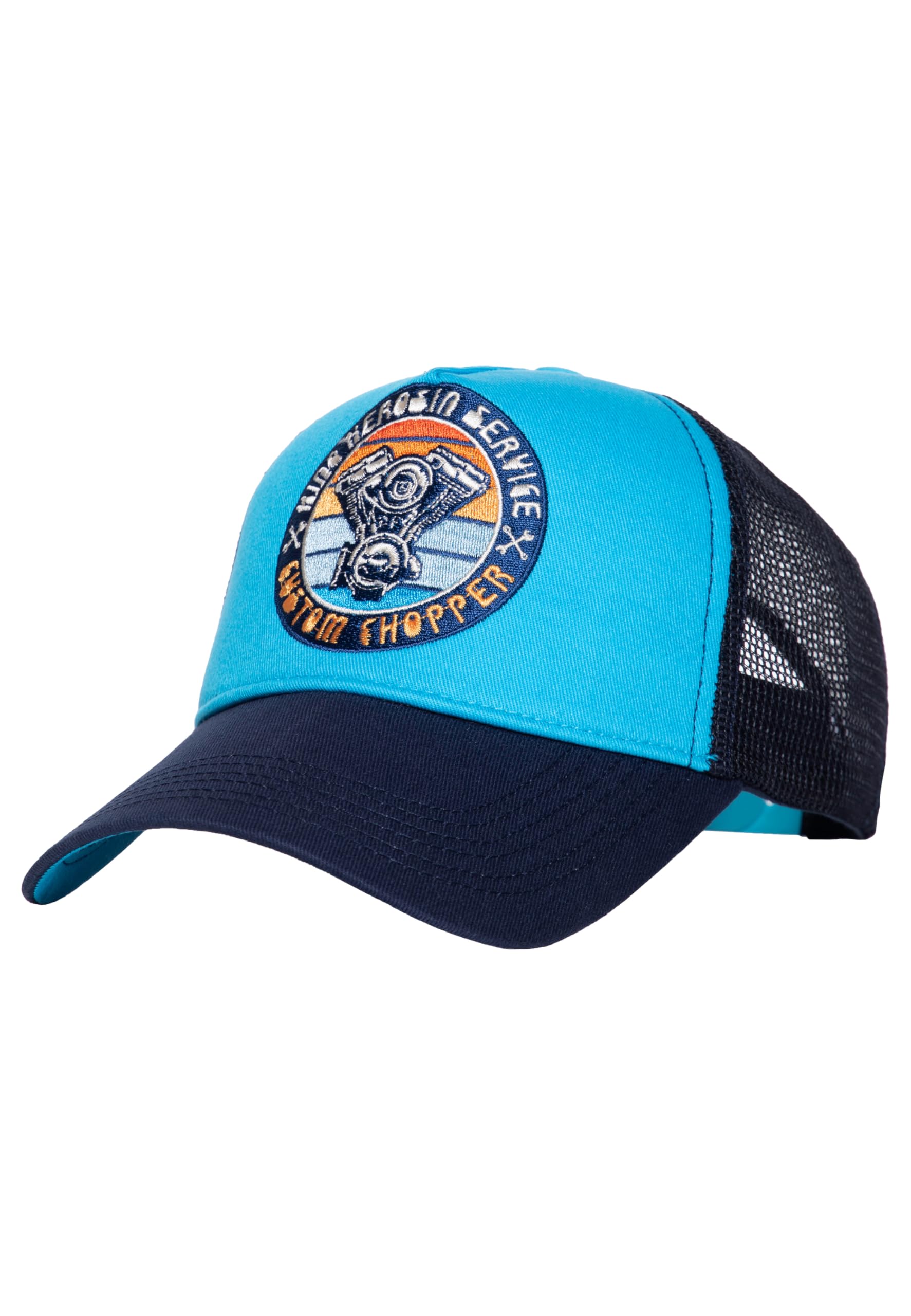 King Kerosin Custom Chopper Trucker CapKerosin Baseball Cap Curved Brim (One Size - Blue)