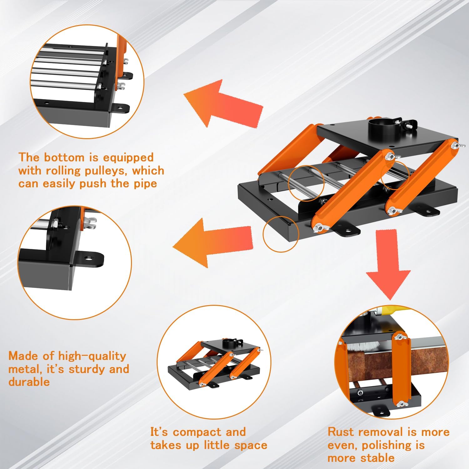 Rust Removal Mounting Kit for Angle Grinder Wire Wheel Brush, Adjustable Height, with Sliding Roller, Efficient Rust Removal, Strong and Durable, Suitable for Rust Removal, Grinding, Polishing