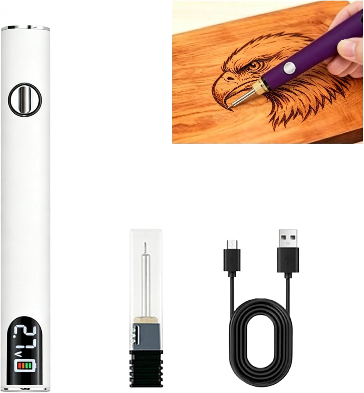 650mAh Rechargeable Thread Burning Kit with Digital Display, Thread Zapper Pen for Knitting, Beading, Leather Craft, Sewing & Wax Carving, Pink
