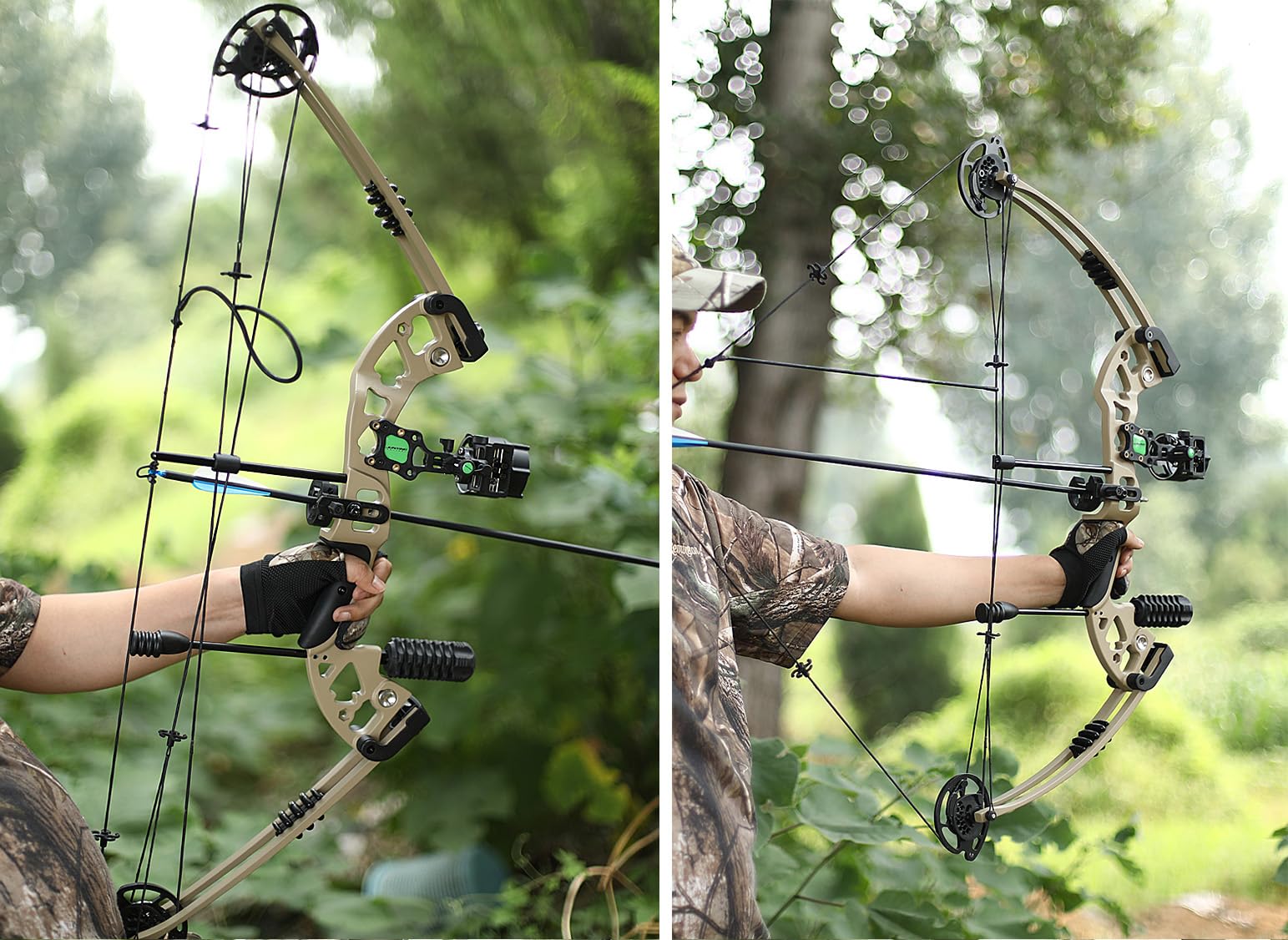 Kit d'arc à poulies 30~44lbs Ensemble d'arc et de flèches réglables pour tir à l'arc de Chasse Arc de tir à Gauche/Droite pour tir à l'arc en extérieur