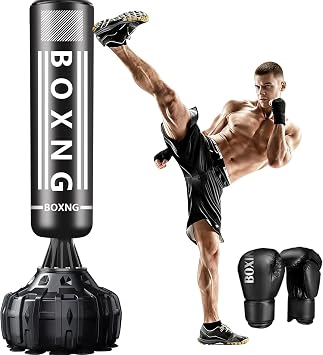 Freestanding Punching Bag with Boxing Gloves, Heavy Boxing Bag with Stand for Adult, Standing Kickboxing Bag