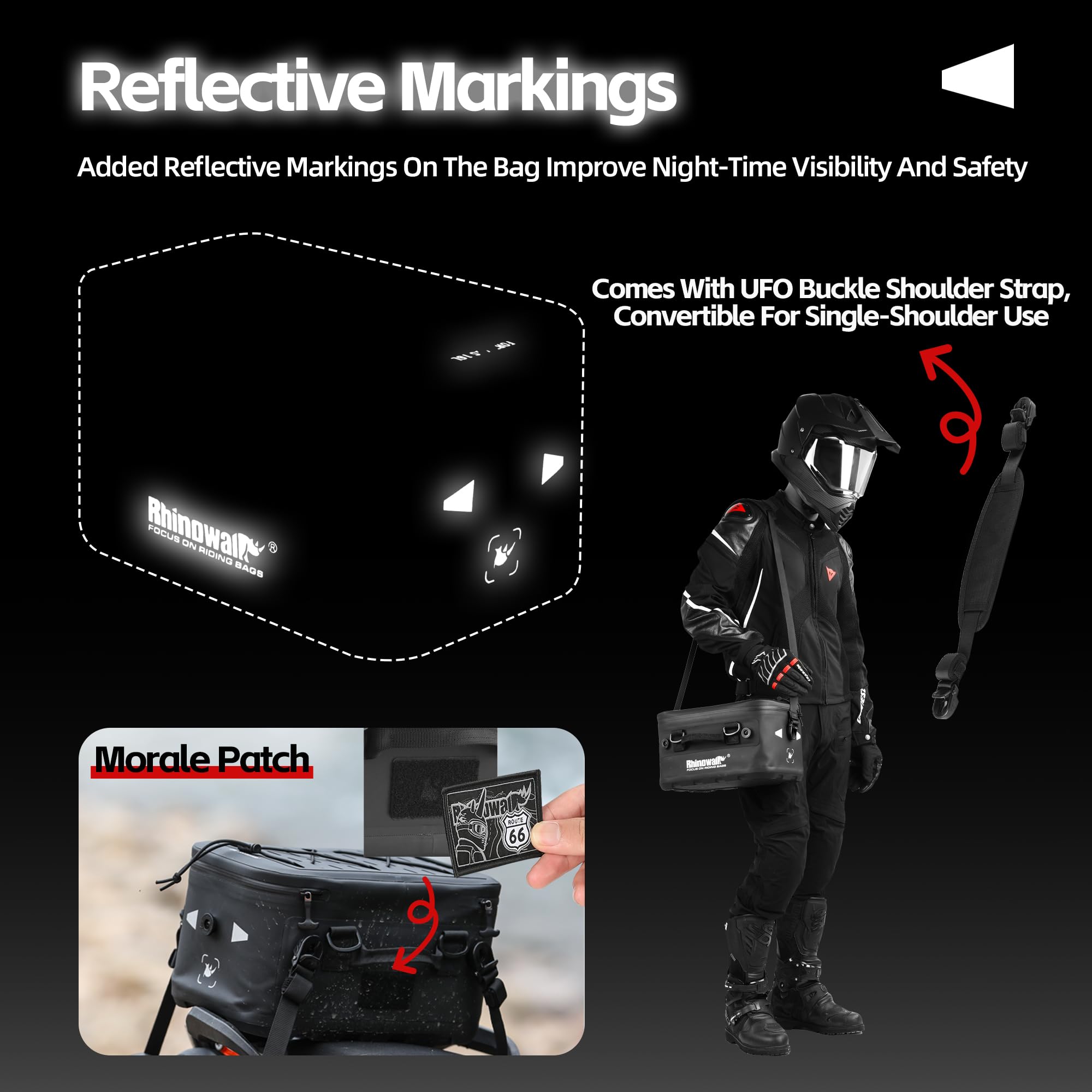 Rhinowalk Bolsa de asiento para motocicleta, impermeable, bolsa de cámara, bolsa térmica, bolsa para bebidas, bolsa para el casco, bolsa para el asiento trasero, bolsa de equipaje, bolsa de viaje
