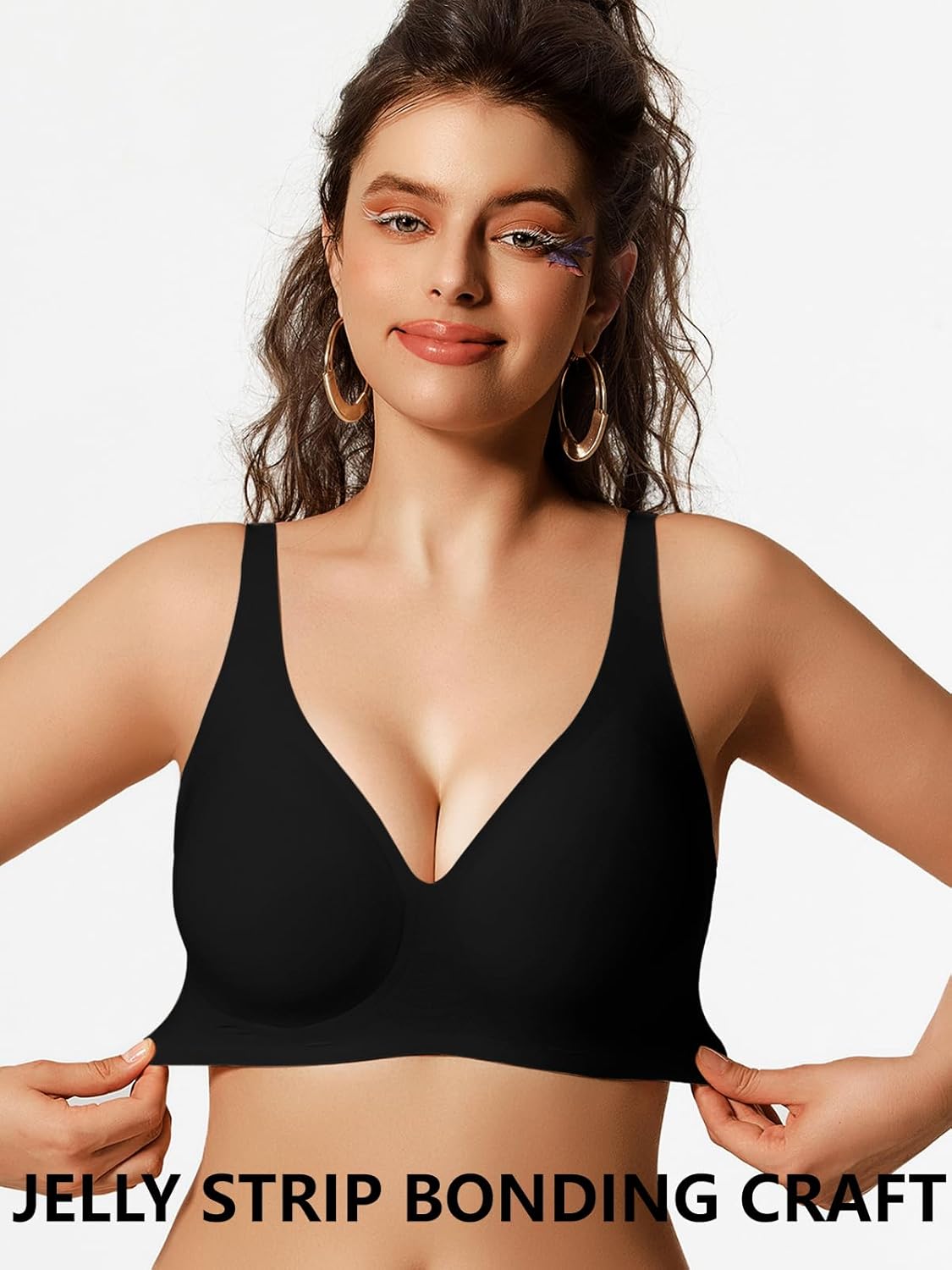 COCOMARTS Jelly Bras for Women No Underwire Seamless Push Up Comfortable Tshirt Everyday Deep V Bra with Support and Lift - Image 2