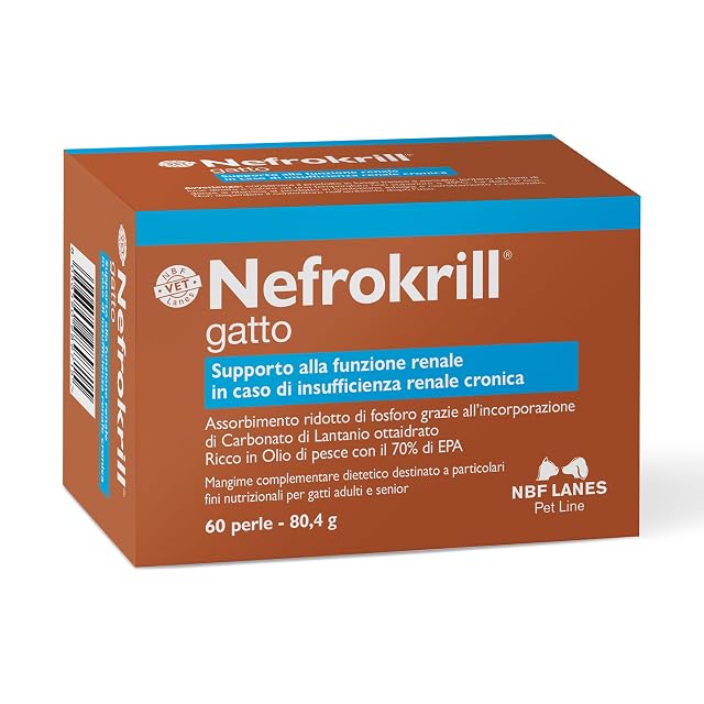 NBF Lanes - Nefrokrill Gato, 60 perlas Softgel, apoyo a la función renal en caso de insuficiencia renal…