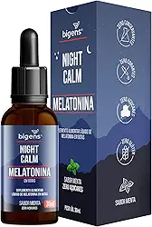 Night Calm Melatonina em gotas, 30 mL, Biogens (Menta)