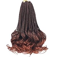 Vista 93 de Cabello de ganchillo con rizos franceses, trenzas de cabello de ganchillo con puntas rizadas, 14 pulgadas, preenlazadas, trenzas de caja tipo diosa