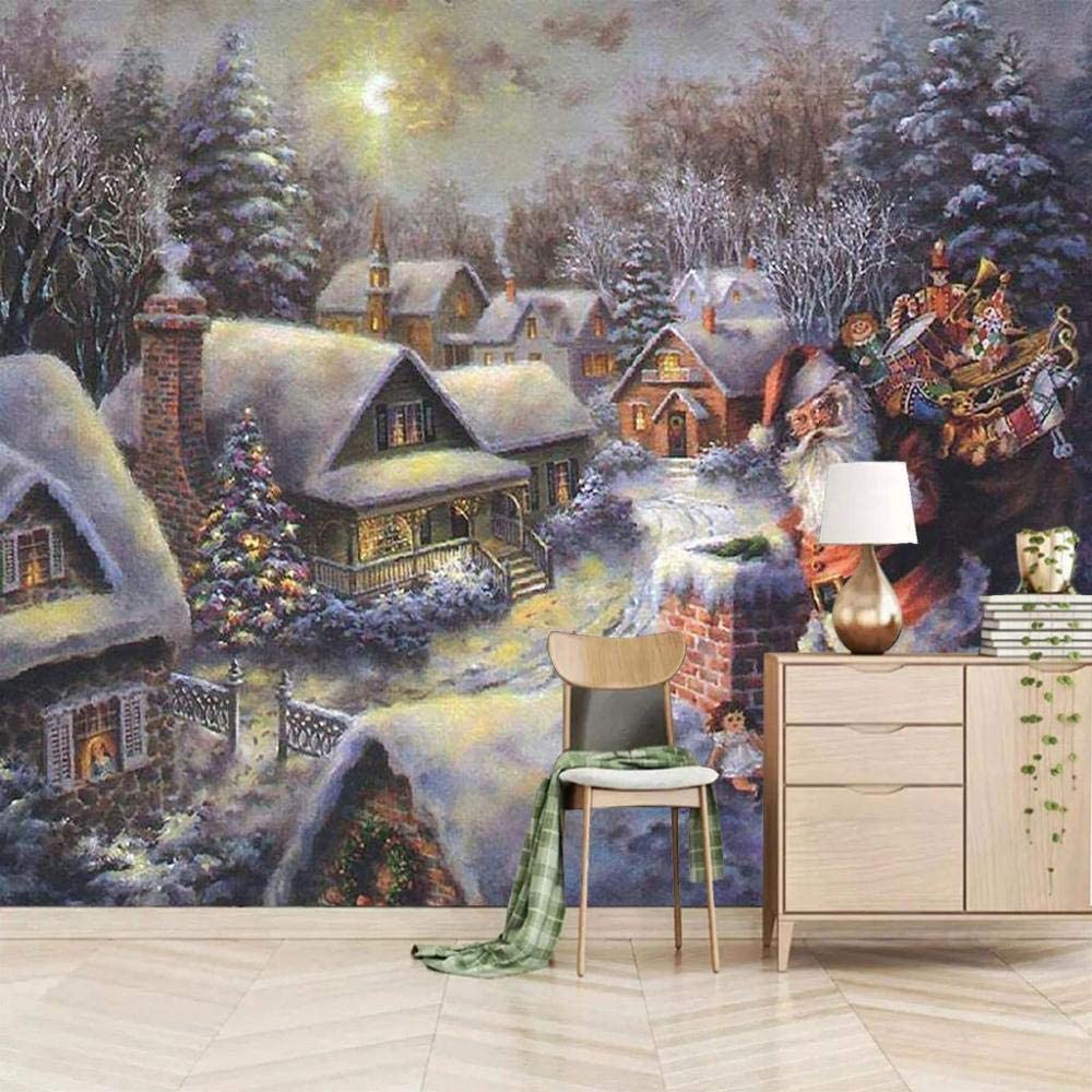 Nordic Tv Hintergrund Tapete Winter-Weihnachts-Iglu Tapete Wohnzimmer Schlafzimmer 3D Dekoratives Wandbild Film Wandverkleidung 3D Tapeten Tapetenkleister Wohnzimmer Kleister Die Wand 200(B)x150(H) cm